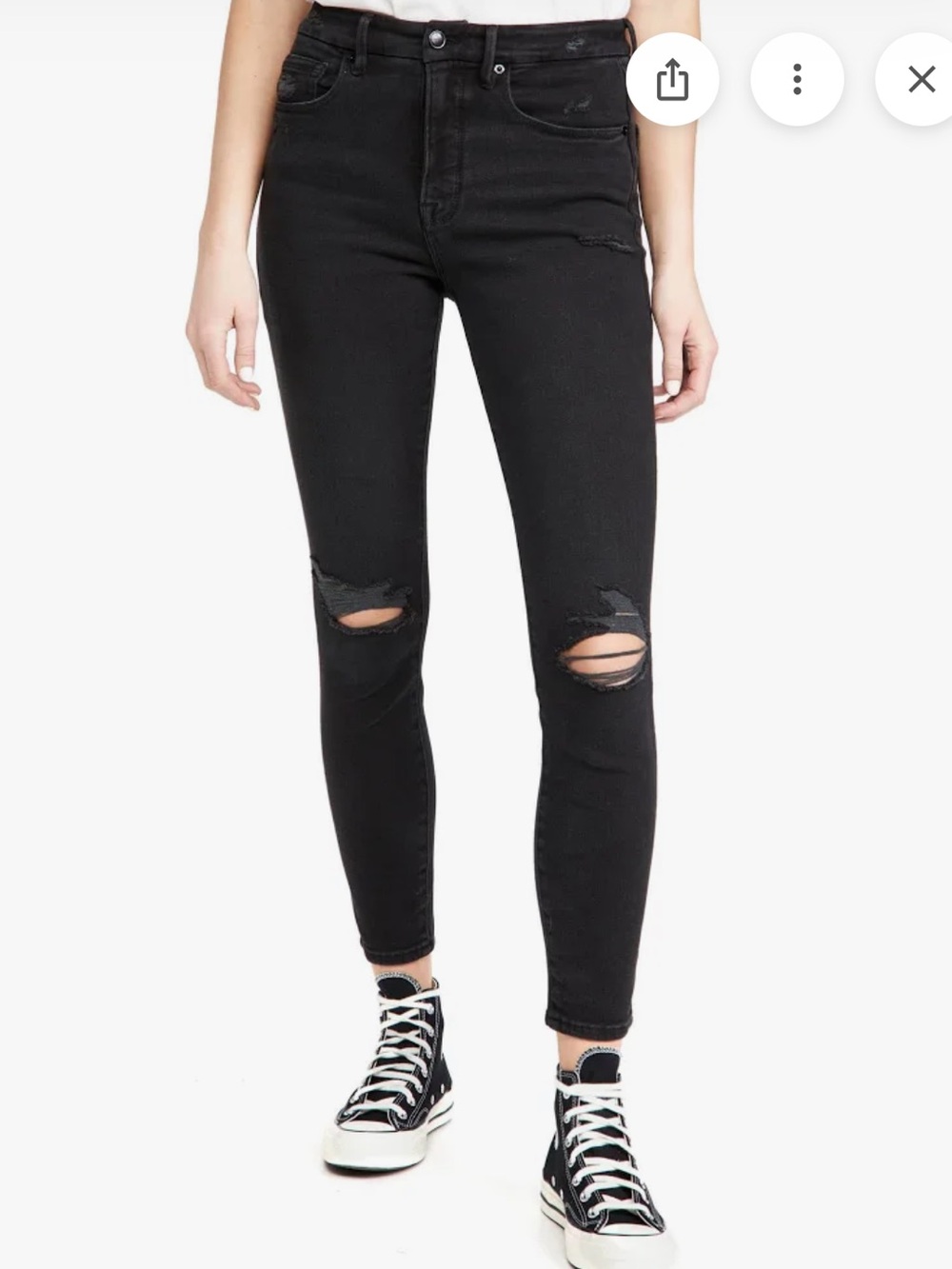 NEW Good American Good Waist Black Dostressed Skinny Jeans Women’s 8/29